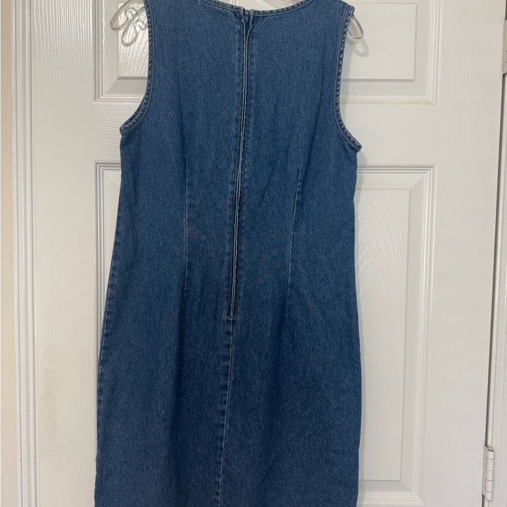 Expressions S/L Denim Dress Y2K Cotton Patriotic Heart Flag Americana Size 10 - Picture 3 of 10